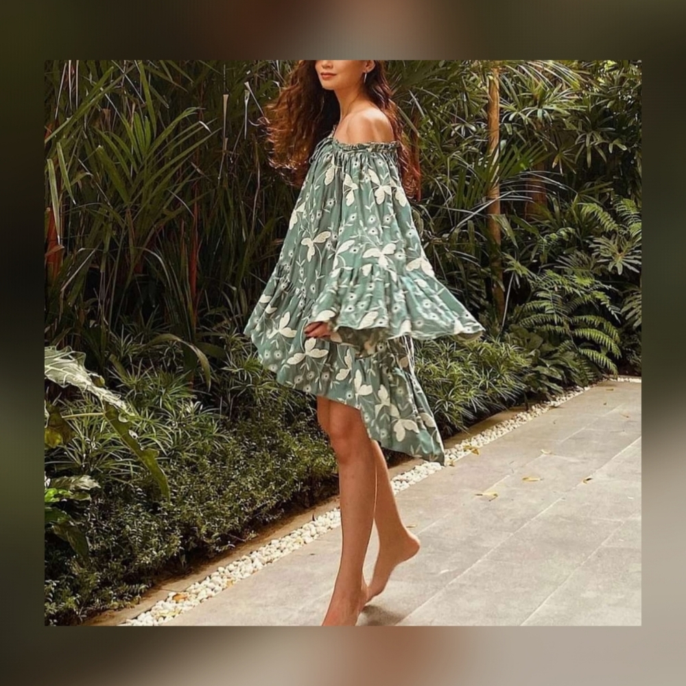 Charina Sarte 💜 Papillon Sage Green Mini Dress
